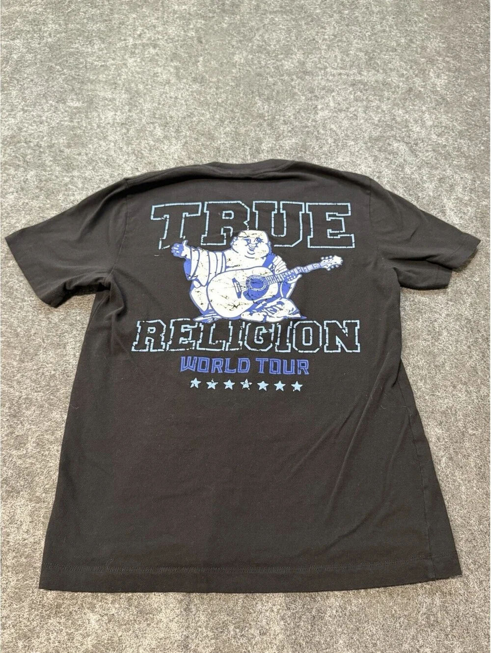 True Religion World Tour Buddha Graphic T-Shirt Black Men’s Small Cotton Tee